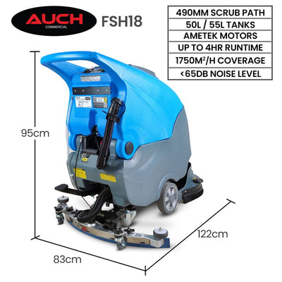 Auch FSH18 Floor Scrubber & Dryer, 490mm, Battery Powered, Walk Behind, Multi-purpose Commercial Grade Machine