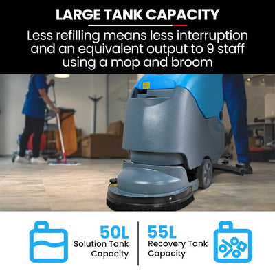 Auch FSH18 Floor Scrubber & Dryer, 490mm, Battery Powered, Walk Behind, Multi-purpose Commercial Grade Machine