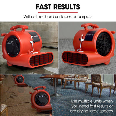 Baumr-AG 3-Speed Carpet Dryer Air Mover Blower Fan, 1300CFM, Sealed Copper Motor, Poly Housing