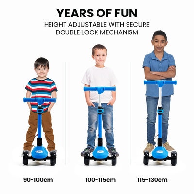 ROVO KIDS 3-Wheel Electric Scooter, Ages 3-8, Adjustable Height, Folding, Lithium Battery, Blue