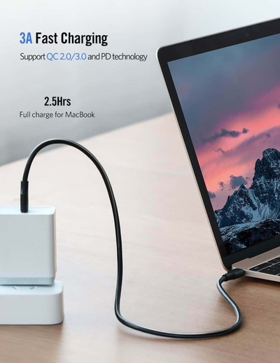 UGREEN USB-C 2.0 Male To USB-C 2.0 Male 3A Data Cable 3M (Black) 60788