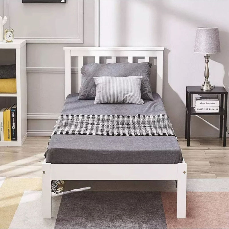 EKKIO Single Wooden Bed Frame (White) EK-WBF-100-HH