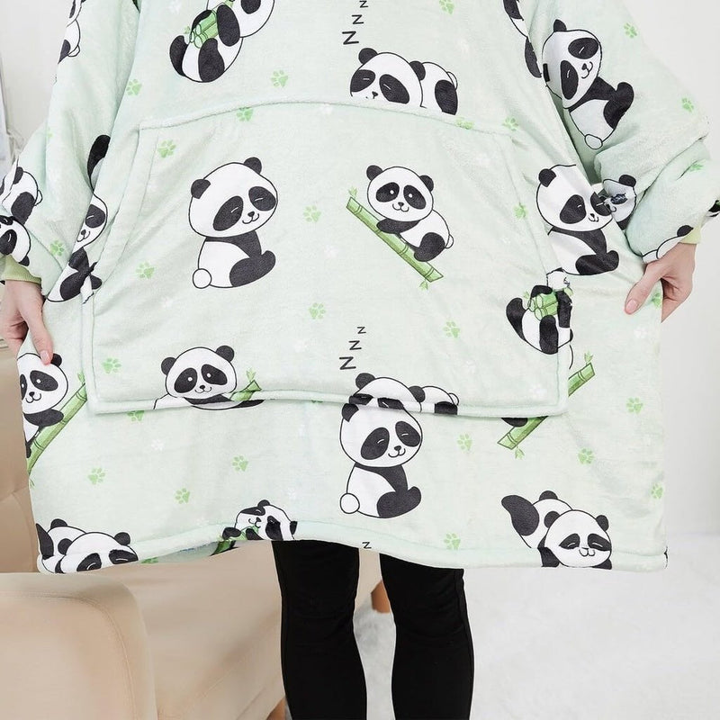 GOMINIMO Hoodie Blanket (Adult Panda Green)