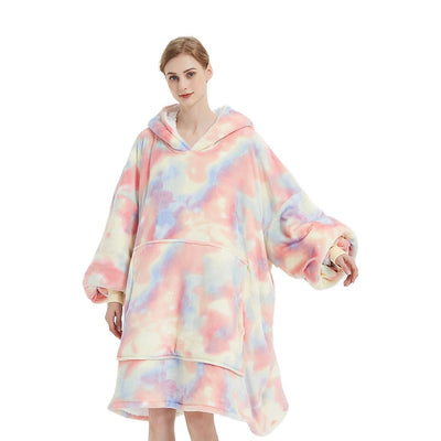 GOMINIMO Hoodie Blanket Adult Tie-Dyed Beige