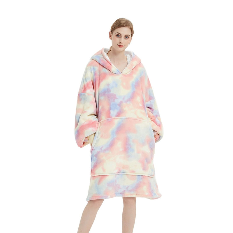 GOMINIMO Hoodie Blanket Adult Tie-Dyed Beige