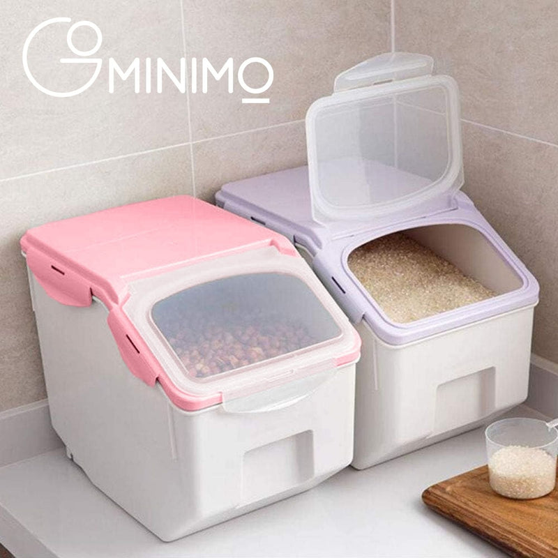 GOMINIMO Multipurpose Food Storage Container with Lids and Cup for Pet Food or Rice Grains (Pink) GO-FSC-102-JBY