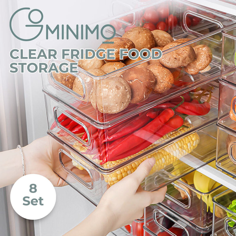 GOMINIMO Set of 8 Clear Fridge Food Storage Containers GO-FSC-101-HLL
