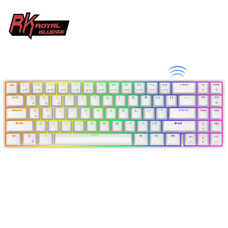 Royal Kludge RK71 RGB Dual Mode Hot Swappable Mechanical Keyboard White (Blue Switch)