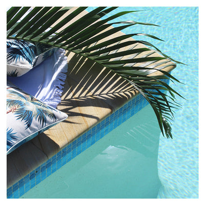 Cushion Cover-With Piping-Palm Trees White-60cm x 60cm