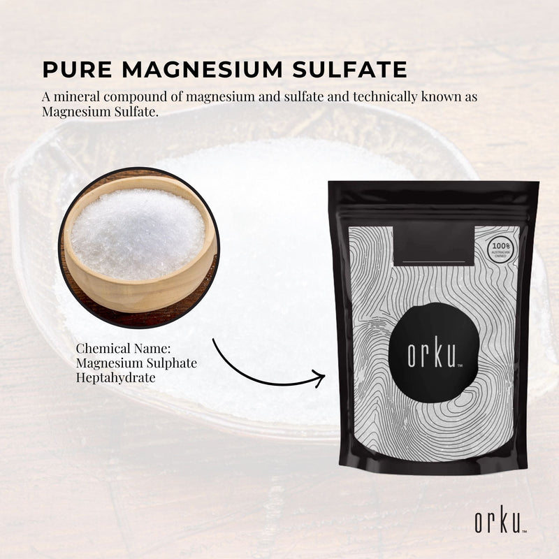 Orku 2Kg Epsom Salt - Magnesium Sulphate Bath Salts For Skin Body Sulfate