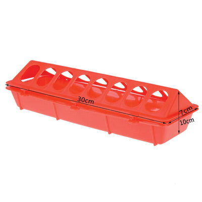 30cm Long Poultry Feeder Feeding Trough Chicken Chick Red Plastic Flip Top Container