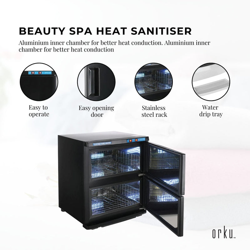 32L Black UV Electric Towel Warmer Steriliser Cabinet Beauty Spa Heat Sanitiser