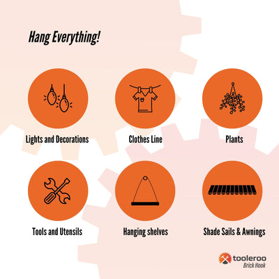 10 Pack 155-165mm (6-6.5") Brick Hooks - Wall Clips Hangers For Pictures Plants