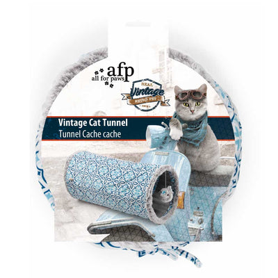 Cat Tunnel Crinkle Toys - Grey Hide + Play Teaser For Indoor + Outdoor Vintage