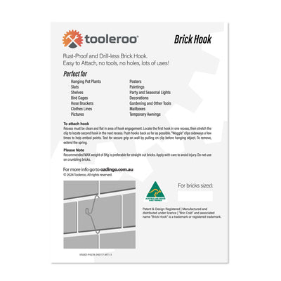 5 Pack 70mm (2.7") Brick Hooks - Wall Crab Clips Hangers For Pictures Plants