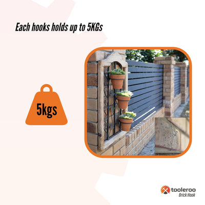 5 Pack 70mm (2.7") Brick Hooks - Wall Crab Clips Hangers For Pictures Plants