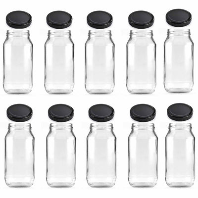 10x 1L Flint Glass Jars + Twist Finish Lids - Round Food Storage Preserving