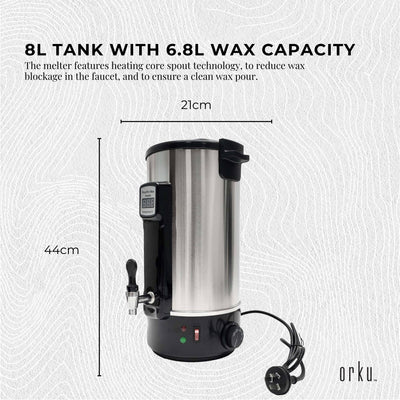 8L Candle Wax Heater With Core Heating Tap - Electric Warmer Melter Pot