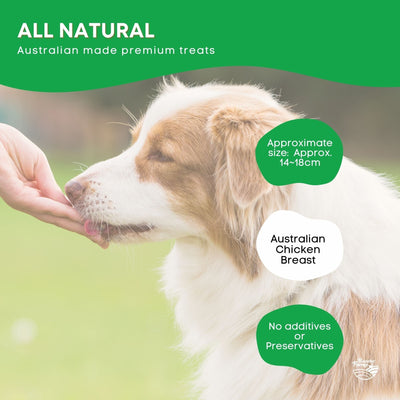 400g Dog Treat Chicken Breast Jerky - Dehydrated Australian Healthy Puppy Chew