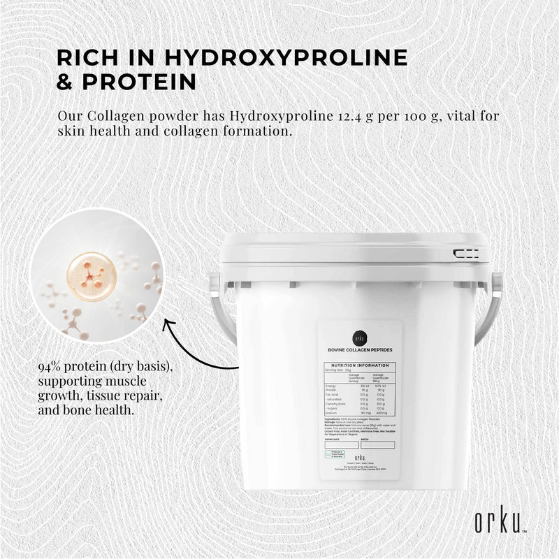 2.5Kg Collagen Powder Bucket - Bovine Protein Peptide Supplement Unflavoured