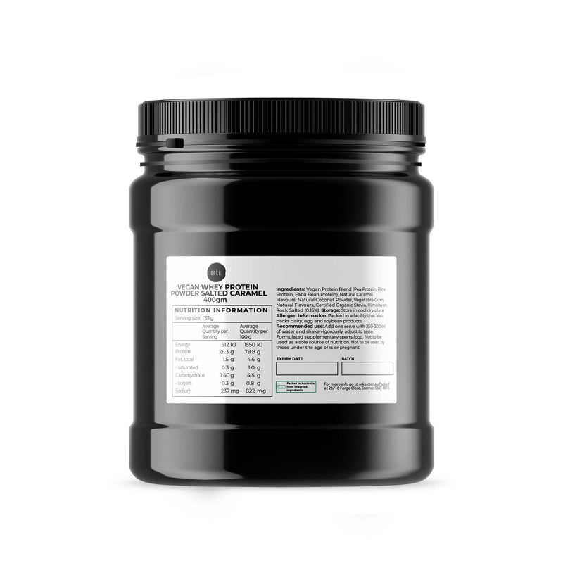 400g Vegan Protein Powder Blend - Salted Caramel Plant WPI/WPC Supplement Jar