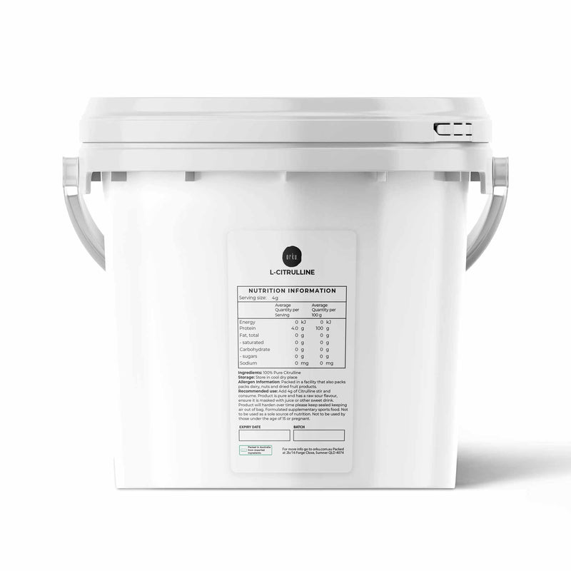 3Kg L-Citrulline Powder Bucket - Pure Amino Acid Pre-Workout Supplement