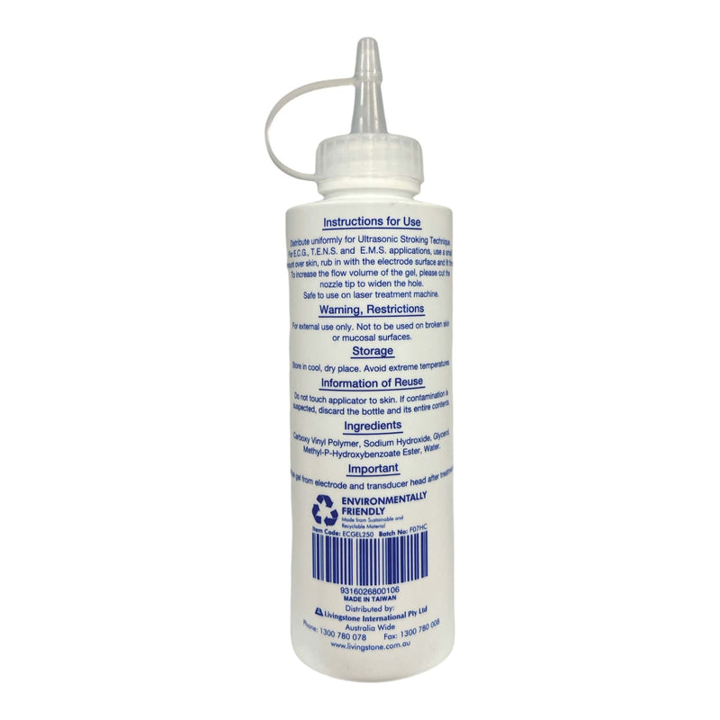 1x Livingstone 250ml Conductive Ultrasound Lubricating Gel