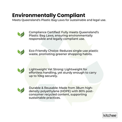 100x Large Reusable Plastic Singlet Shopping Bags - 80% Recycled 38UM Compliant