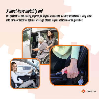 Car Cane Door Handle - Portable Elderly Standing Aid LED Flashlight Hammer Tool