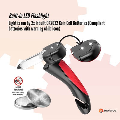 Car Cane Door Handle - Portable Elderly Standing Aid LED Flashlight Hammer Tool