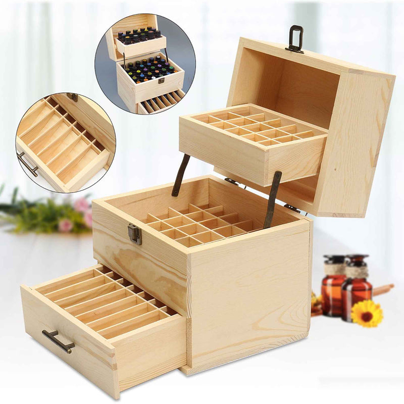 59 Slots Essential Oils Storage Box - Wooden 3-Tier Bottle Holder