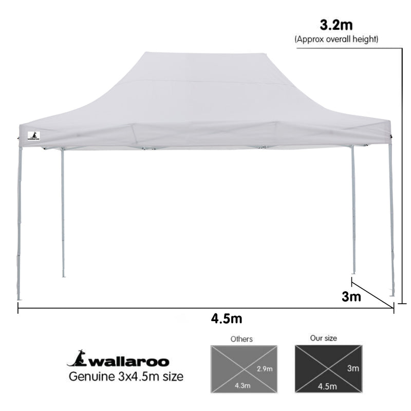 Wallaroo Gazebo Tent Marquee 3x4.5m PopUp Outdoor White