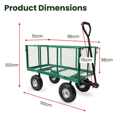 Wallaroo Steel Mesh Garden Trolley Cart - Green