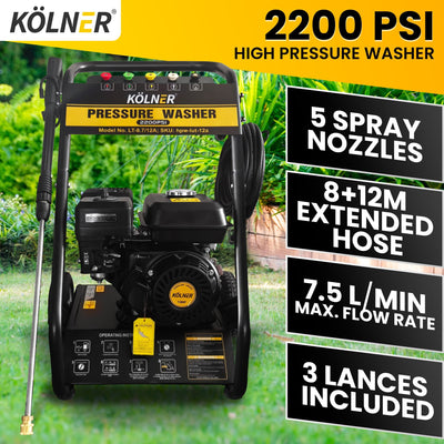 Kolner Lt-12a 7hp 2200psi Petrol Engine High Pressure Washer 7.5lpm