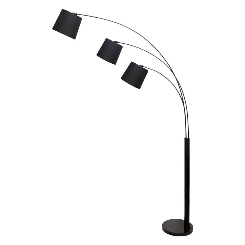 Sarantino 3-Light Arc Floor Lamp Adjustable Black 3 Shades