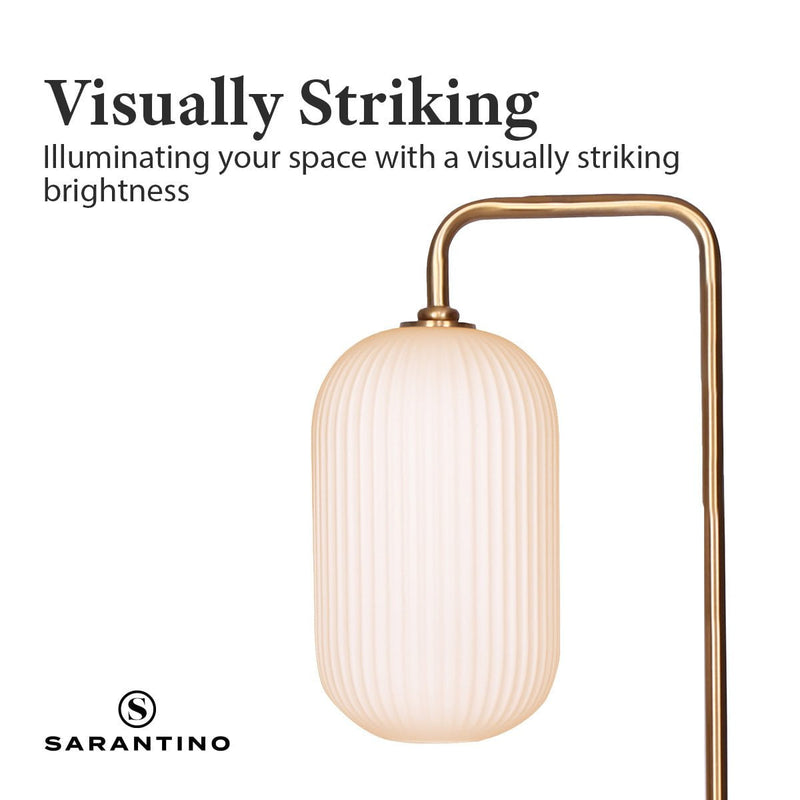 Sarantino Metal Floor Lamp With Opal Glass Shade