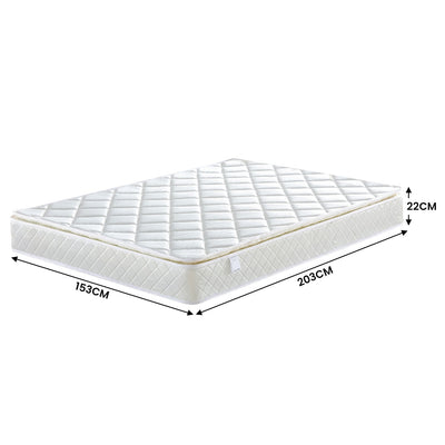 Laura Hill Mattress Queen Size Pillow Top Pocket Spring High Density Foam 22cm