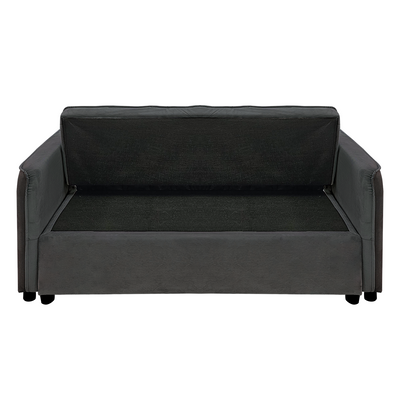 Sarantino Quincy 2-Seater Velvet Sofa Bed in Dark Grey with Wooden Frame and Tufted Design - Dark Grey