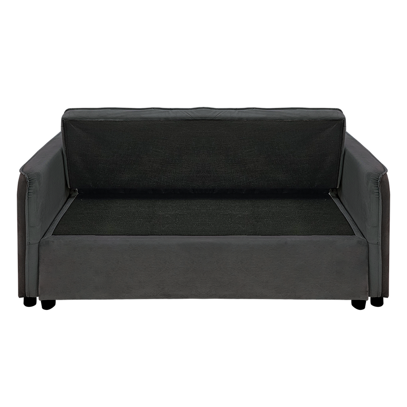 Sarantino Quincy 2-Seater Velvet Sofa Bed in Dark Grey with Wooden Frame and Tufted Design - Dark Grey