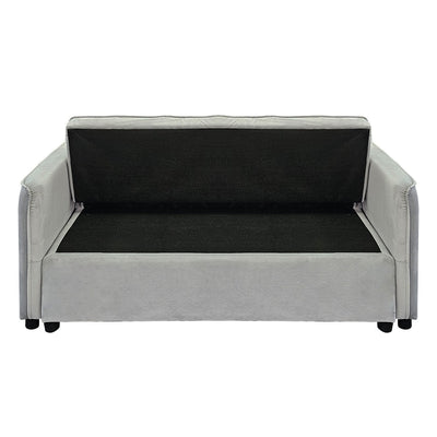 Sarantino Quincy 2-Seater Velvet Sofa Bed in Dark Grey with Wooden Frame and Tufted Design - Light Grey