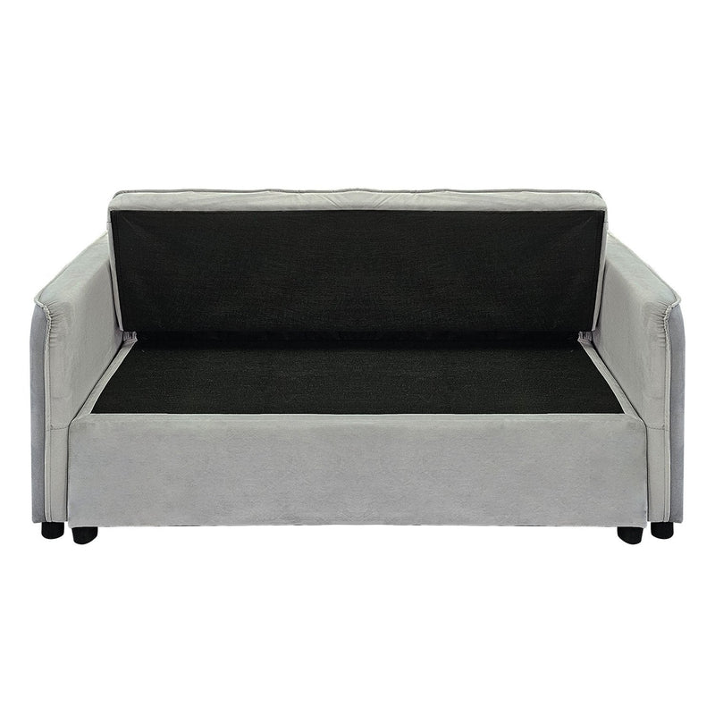 Sarantino Quincy 2-Seater Velvet Sofa Bed in Dark Grey with Wooden Frame and Tufted Design - Light Grey