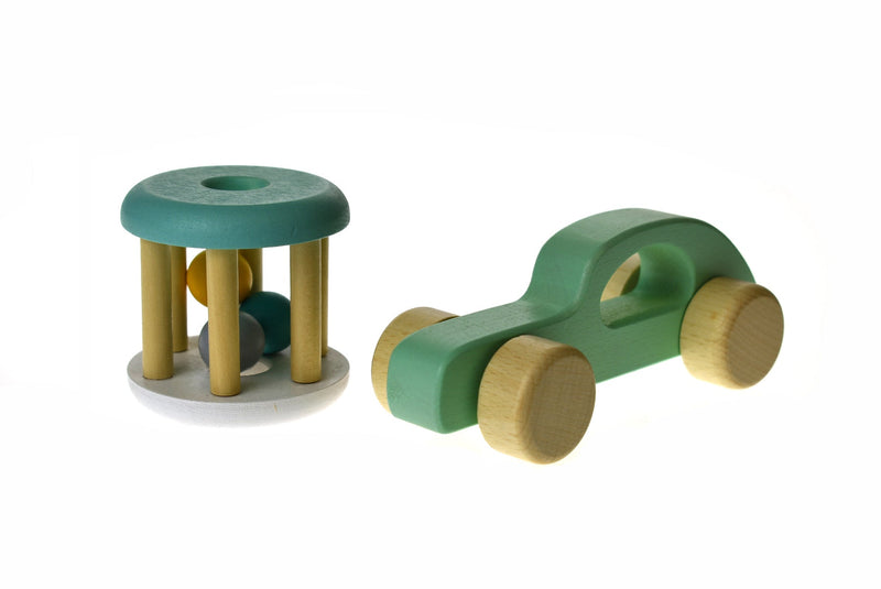 CALM & BREEZY WOODEN CAR + RATTLE