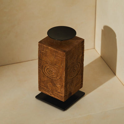 Tree Stripes Mara Natural Mango Wood Pillar Candle Stand