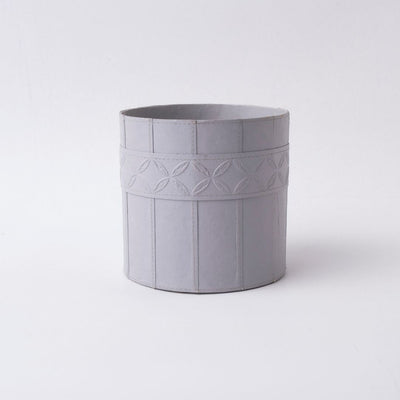 Tree Stripes Leather Look Cylinder Pot - Light Grey (Large)