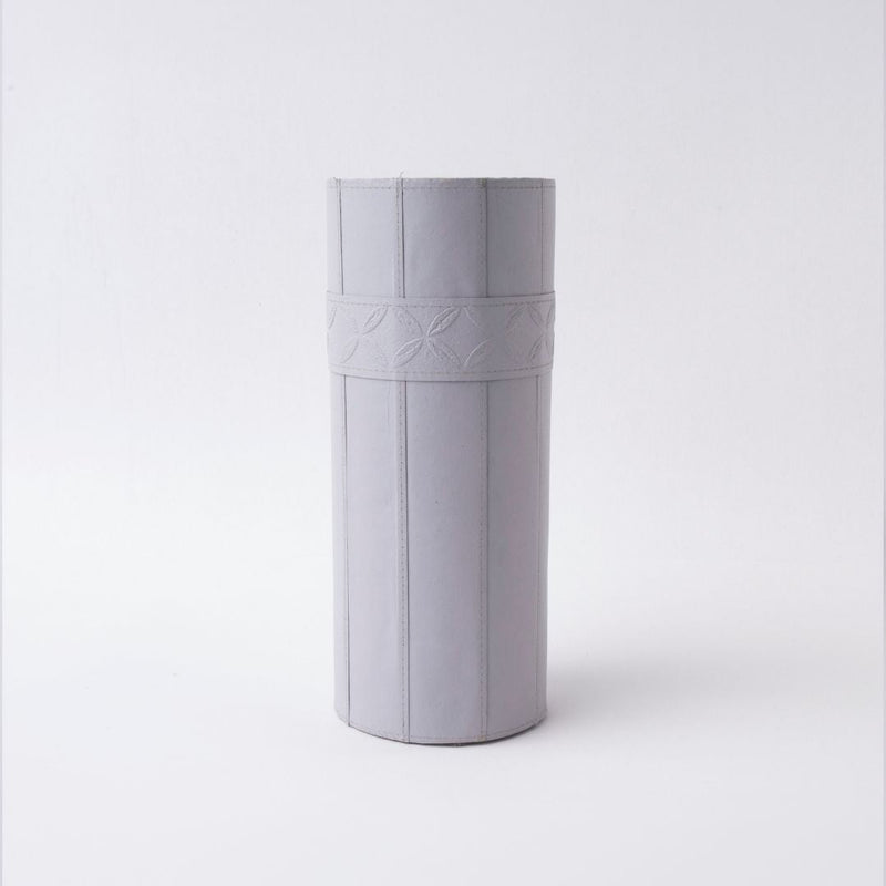 Tree Stripes Leather Look Cylinder Vase - Light Grey