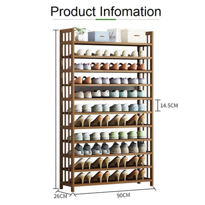10 Tier Tower Bamboo Wooden Shoe Rack Corner Shelf Stand Storage Organizer