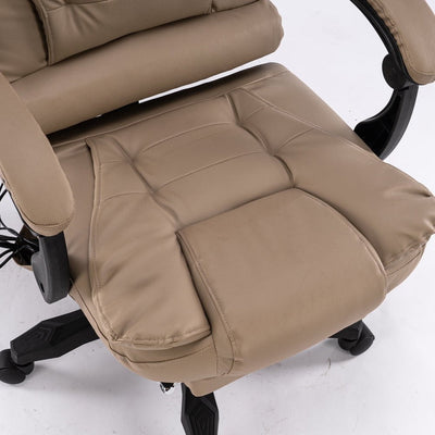 8 Point Massage Chair Executive Office Computer Seat Footrest Recliner Pu Leather Amber