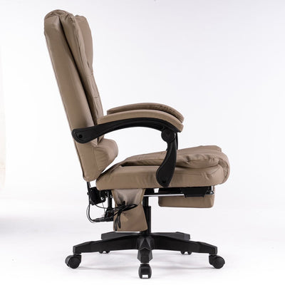 8 Point Massage Chair Executive Office Computer Seat Footrest Recliner Pu Leather Amber