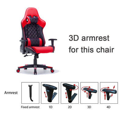 Gaming Chair Ergonomic Racing chair 165° Reclining Gaming Seat 3D Armrest Footrest White Black