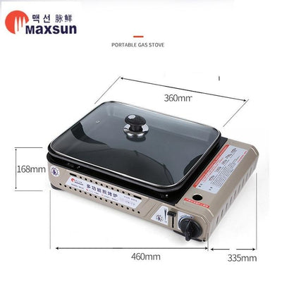 Portable Gas Burner Stove with Inset Non Stick Cooking Pan Cooker Butane Camping 60mm